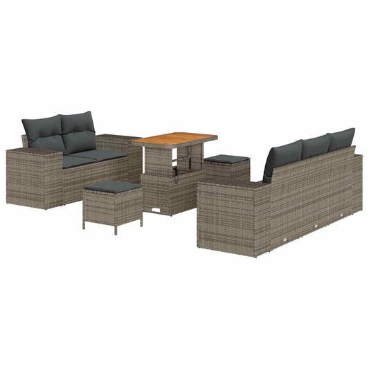 Garten-Sofa-Set 8 pcs Grau Poly-Rattan