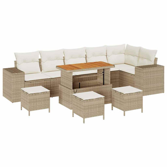 Garten-Sofa-Set 10 pcs Beige Poly-Rattan