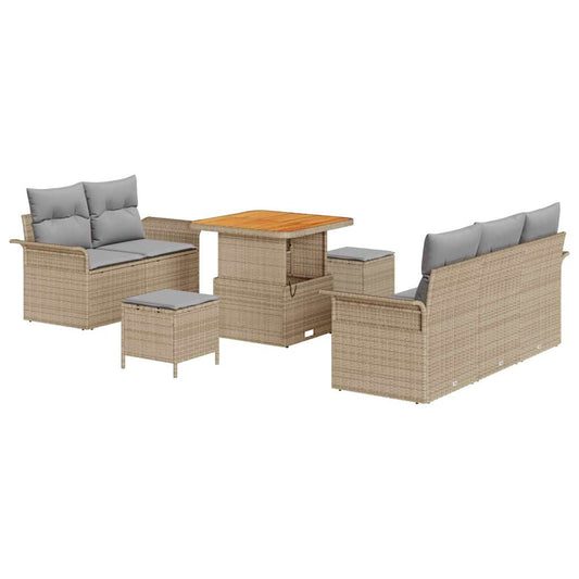 Garten-Sofa-Set 8 pcs Beige Poly-Rattan
