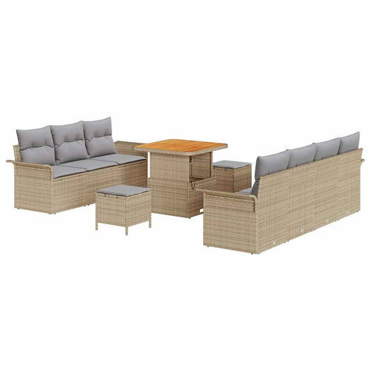 Garten-Sofa-Set 10 pcs Beige Poly-Rattan