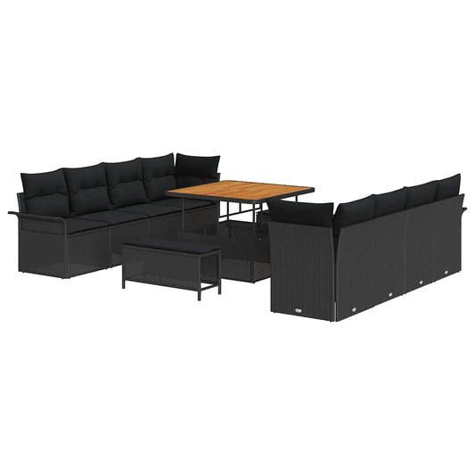 Garten-Sofa-Set 11 pcs Schwarz Poly-Rattan