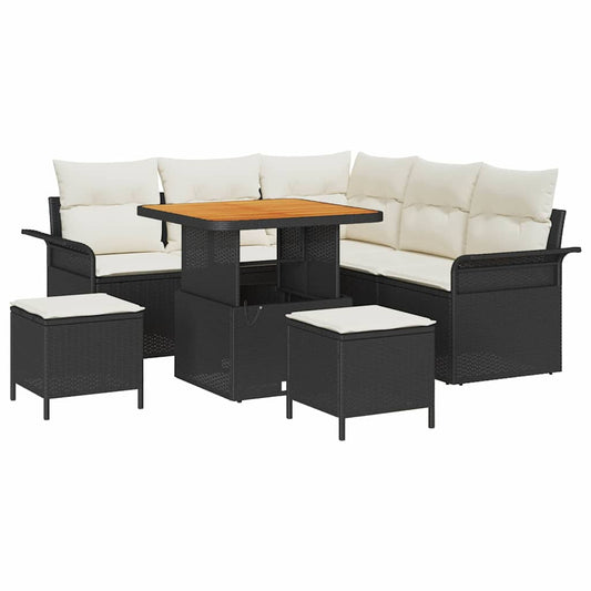 Garten-Sofa-Set 8 pcs Schwarz Poly-Rattan