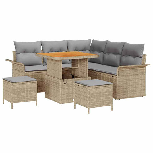 Garten-Sofa-Set 8 pcs Beige Poly-Rattan