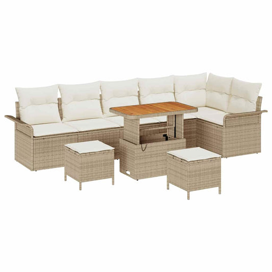 Garten-Sofa-Set 9 pcs Beige Poly-Rattan