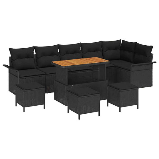 Garten-Sofa-Set 10 pcs Schwarz Poly-Rattan