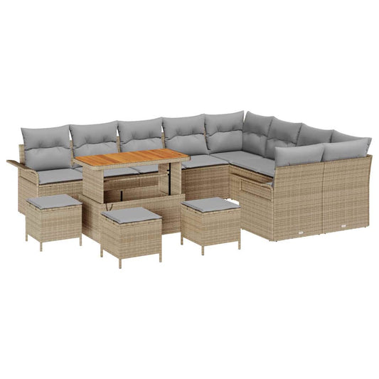 Garten-Sofa-Set 13 pcs Beige Poly-Rattan