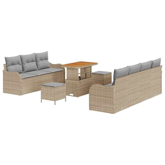 Garten-Sofa-Set 10 pcs Beige Poly-Rattan