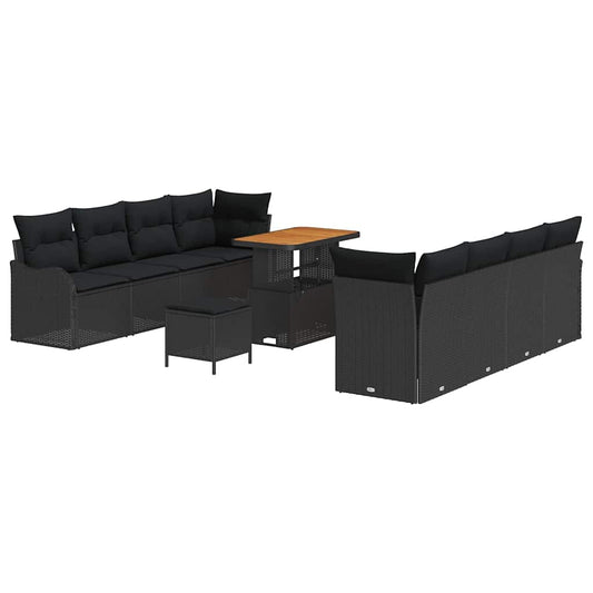 Garten-Sofa-Set 11 pcs Schwarz Poly-Rattan