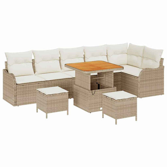 Garten-Sofa-Set 9 pcs Beige Poly-Rattan
