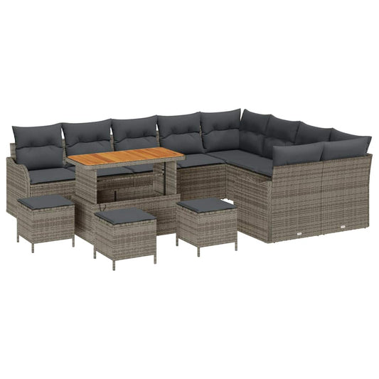 Garten-Sofa-Set 13 pcs Grau Poly-Rattan