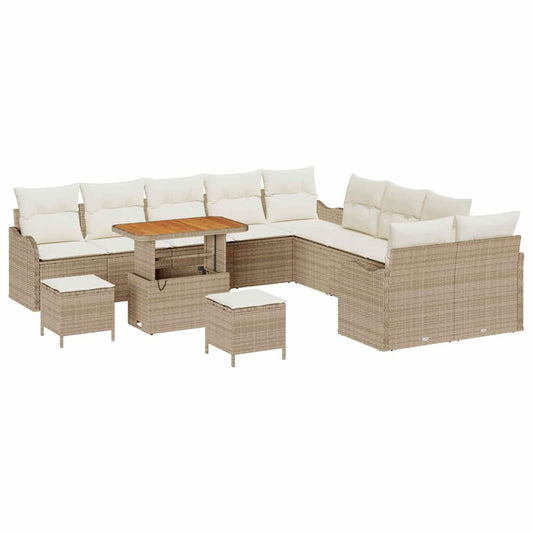 Garten-Sofa-Set 13 pcs Beige Poly-Rattan
