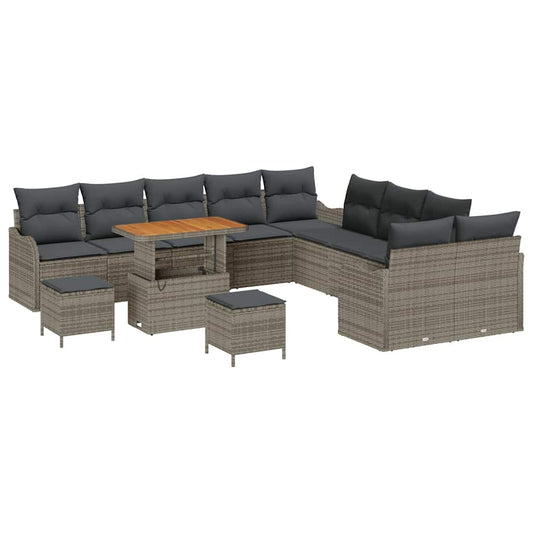 Garten-Sofa-Set 13 pcs Grau Poly-Rattan