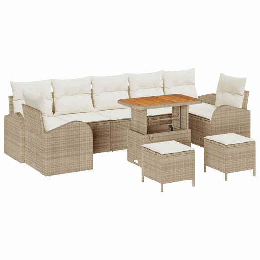 Garten-Sofa-Set mit Kissen 10 pcs Beige Poly Rattan