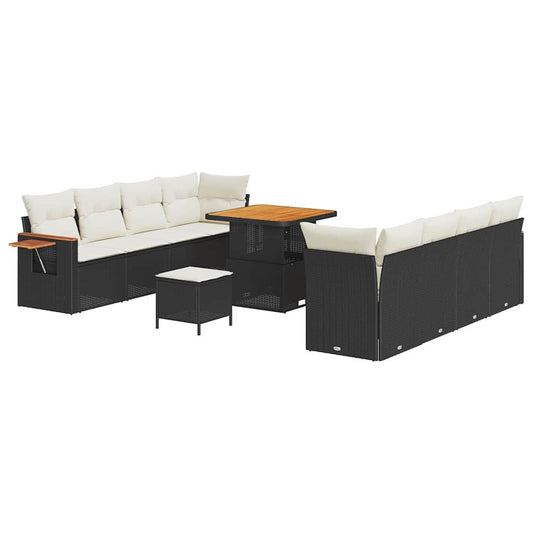 Garten-Sofa-Set 11 pcs Schwarz und Creme 80 x 80 x 71 cm
