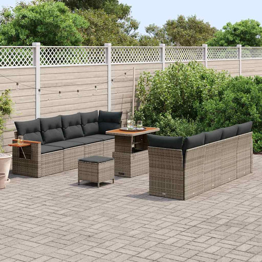 Garten-Sofa-Set mit Kissen 11 pcs Grau 90 x 55 x 71 cm