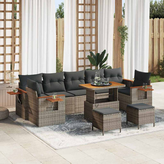 Garten-Sofa-Set mit Kissen 10 pcs Grau