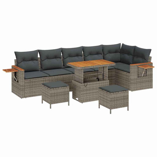 Garten-Sofa-Set mit Kissen 9 pcs Grau 90 x 55 x 71 cm
