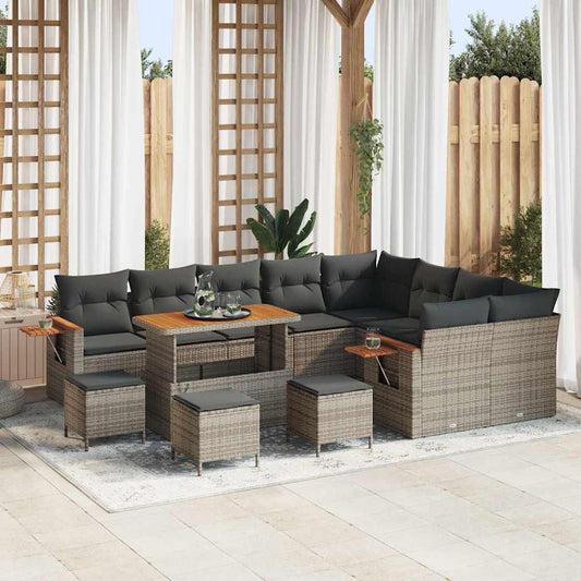 Garten-Sofa-Set mit Kissen 13 pcs Grau 110 x 55 x 71 cm