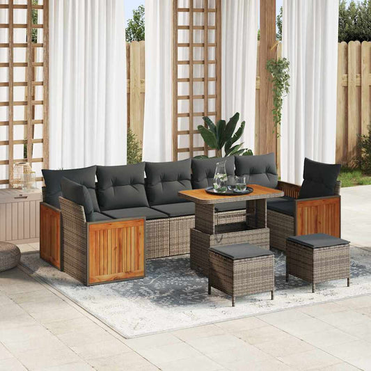 Garten-Sofa-Set mit Kissen 10 pcs Grau 90 x 55 x 71 cm