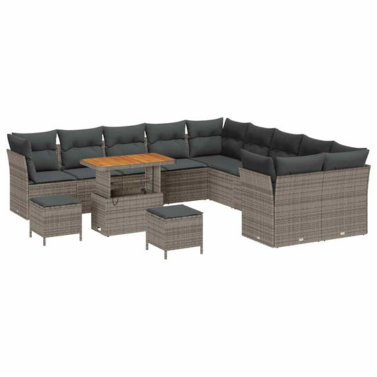 Garten-Sofa-Set mit Kissen 13 pcs Grau 90 x 55 x 71 cm
