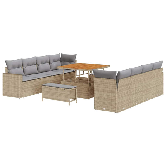 Garten-Sofa-Set 11 pcs Beige und Hellgrau 100 x 100 x 71 cm