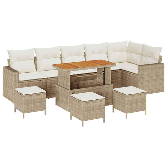Garten-Sofa-Set 10 pcs Beige und Creme 110 x 55 x 71 cm