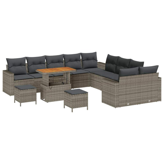 Garten-Sofa-Set mit Kissen 13 pcs Grau 90 x 55 x 71 cm