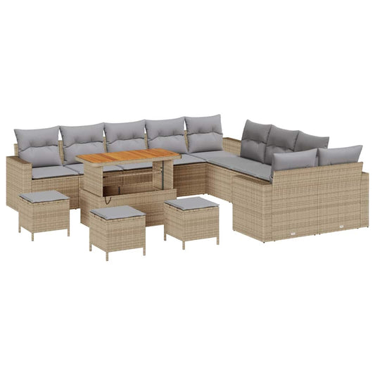 Garten-Sofa-Set 14 pcs Beige und Hellgrau 110 x 55 x 71 cm