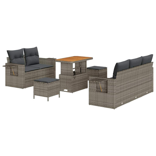 Garten-Sofa-Set mit Kissen mit Speicher 8 pcs Grau