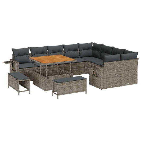 Garten-Sofa-Set mit Kissen 12 pcs Grau 100 x 100 x 71 cm