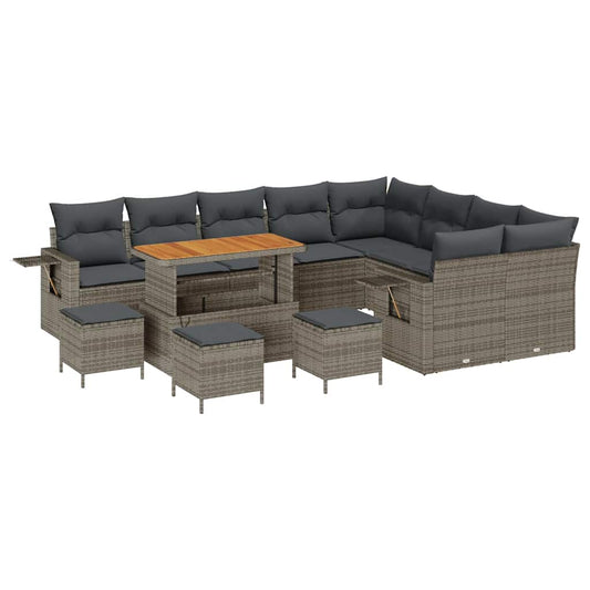 Garten-Sofa-Set mit Kissen mit Speicher 13 pcs Grau