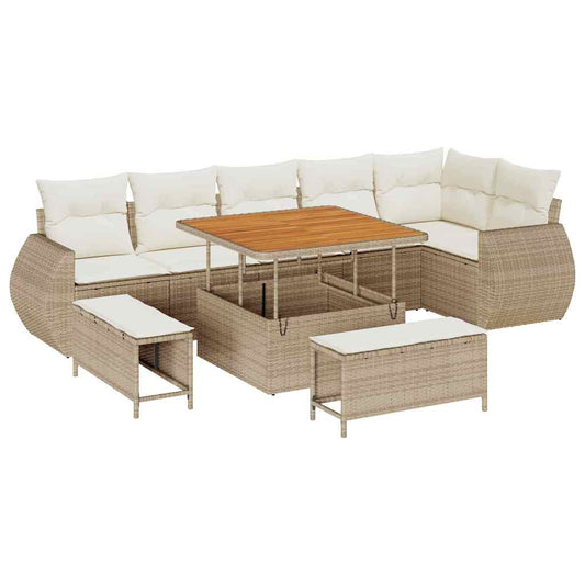 Garten-Sofa-Set 9 pcs Beige und Creme 100 x 100 x 71 cm