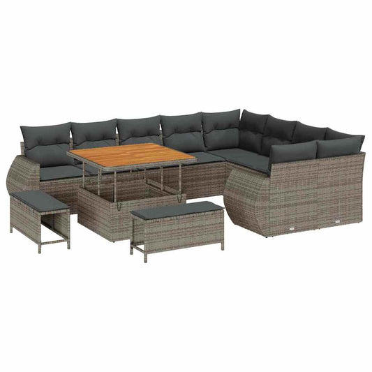 Garten-Sofa-Set mit Kissen 12 pcs Grau 100 x 100 x 71 cm