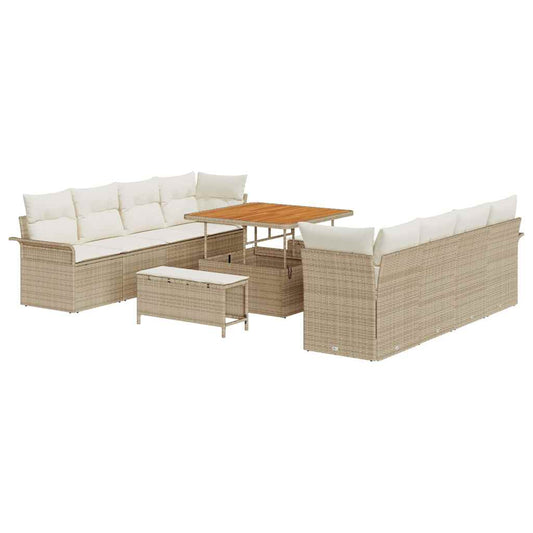 Garten-Sofa-Set 11 pcs Beige und Creme 100 x 100 x 71 cm