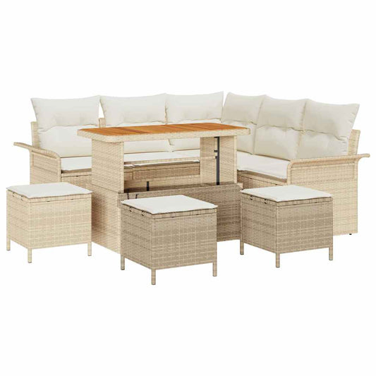 Garten-Sofa-Set 9 pcs Beige und Creme 110 x 55 x 71 cm