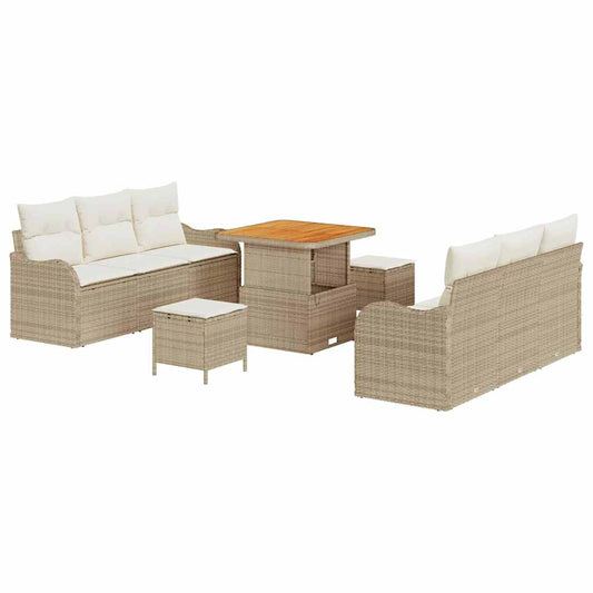 Garten-Sofa-Set 9 pcs Beige und Creme 80 x 80 x 71 cm