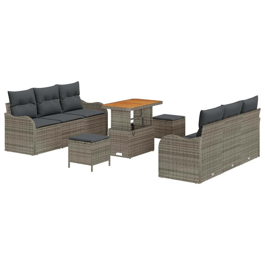 Garten-Sofa-Set mit Kissen 9 pcs Grau 90 x 55 x 71 cm