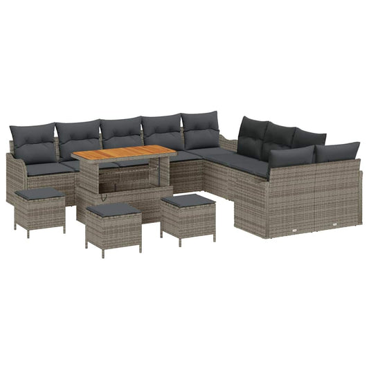 Garten-Sofa-Set mit Kissen 14 pcs Grau 110 x 55 x 71 cm