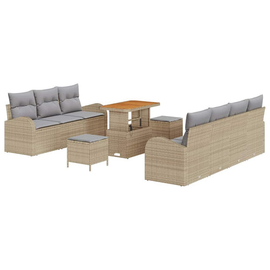 Garten-Sofa-Set 10 pcs Beige und Hellgrau 90 x 55 x 71 cm