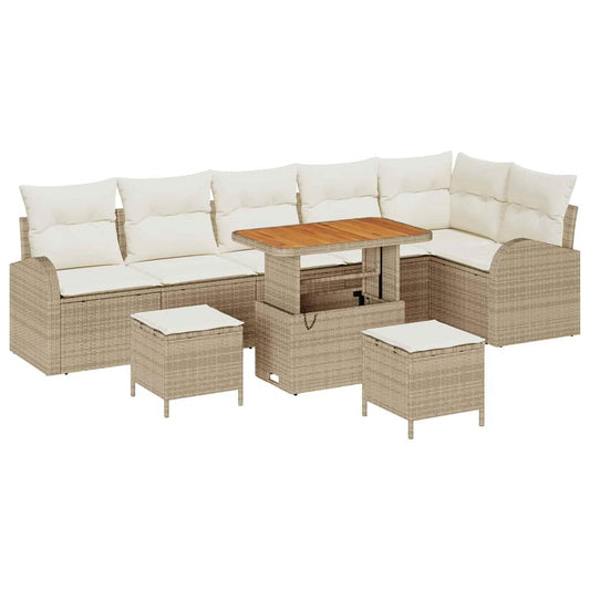 Garten-Sofa-Set 9 pcs Beige und Creme 90 x 55 x 71 cm