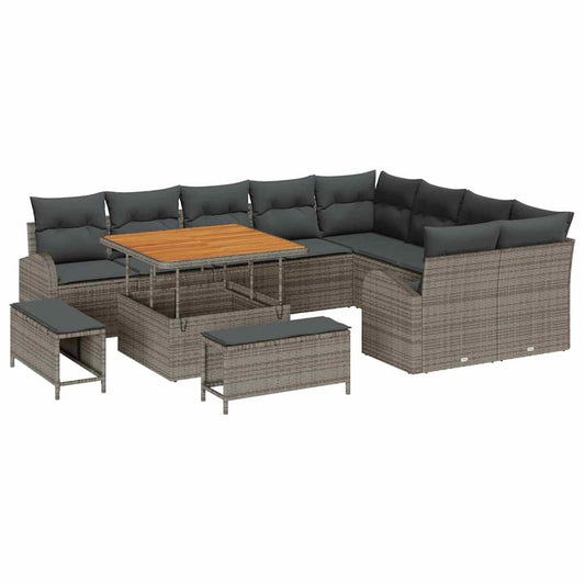 Garten-Sofa-Set mit Kissen 12 pcs Grau 100 x 100 x 71 cm