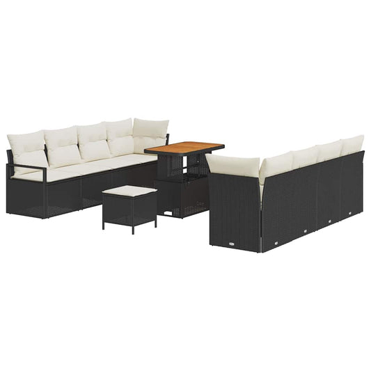 Garten-Sofa-Set mit Kissen Schwarz und Creme 90 x 55 x 71 cm