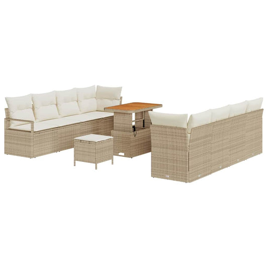 Garten-Sofa-Set mit Kissen Beige und Creme 90 x 55 x 71 cm