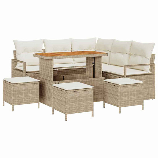 Garten-Sofa-Set 9 pcs Beige und Creme 110 x 55 x 71 cm