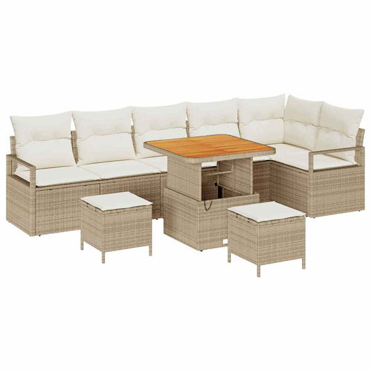Garten-Sofa-Set 9 pcs Beige und Creme 80 x 80 x 71 cm