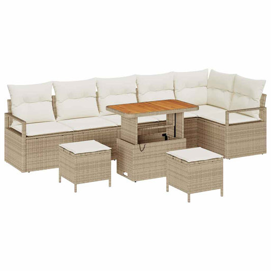 Garten-Sofa-Set 9 pcs Beige und Creme 90 x 55 x 71 cm