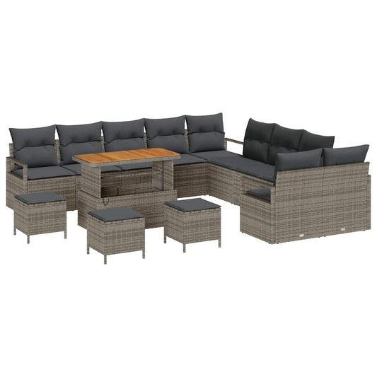 Garten-Sofa-Set mit Kissen 14 pcs Grau 110 x 55 x 71 cm