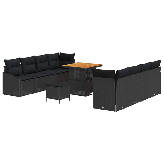 Garten-Sofa-Set mit Kissen 11 pcs Schwarz 80 x 80 x 71 cm