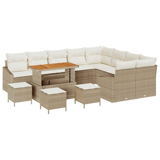 Garten-Sofa-Set 13 pcs Beige und Creme 110 x 55 x 71 cm