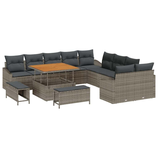 Garten-Sofa-Set mit Kissen 13 pcs Hellgrau und Dunkelgrau